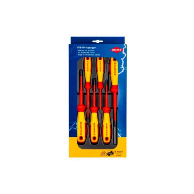 Набір діелектричних викруток із завуженим робочим кінцем KNIPEX 00 20 12 V04, шліц/Phillips/Pozidriv
