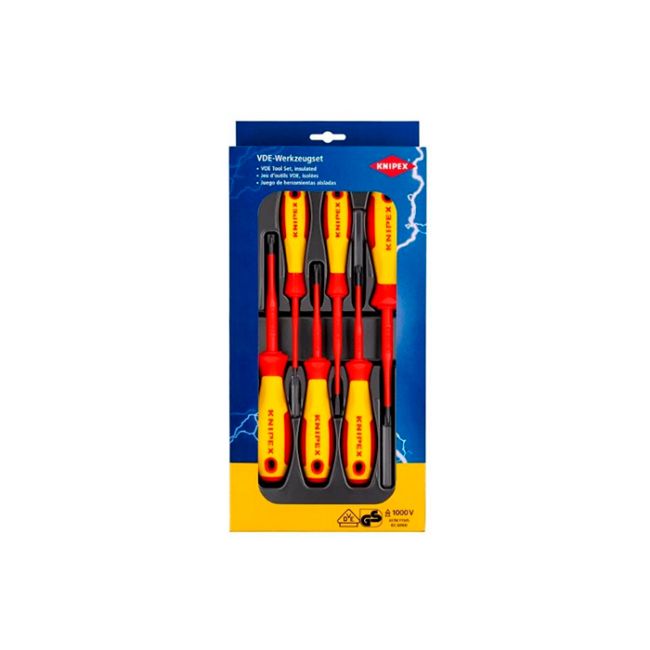 Набір діелектричних викруток із завуженим робочим кінцем KNIPEX 00 20 12 V05, шліц/PlusMinus