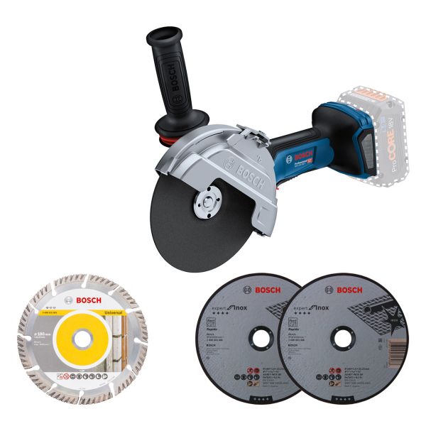 Акумуляторна кутова шліфмашина Bosch GWS 18V-180 P Professional, з 3 дисками, без акб (06019H6L01)