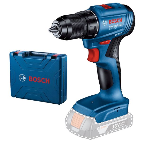 Безщітковий акумуляторний дриль-шурупокрут Bosch GSR 185-LI Professional без акб і з/п у кейсі (06019K3003)