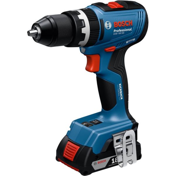 Акумуляторний ударний дриль-шурупокрут Bosch GSB 18V-65 Professional з 2 акб GBA 18V 2 Ah і з/п GAL 18V-20, в L-Case (06019N3100)