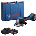 Акумуляторна кутова шліфмашина Bosch GWS 18V-8 Professional з 2 акб GBA 18V 4 Ah та з/п GAL 18V-40, в кейсі (06019N9020)