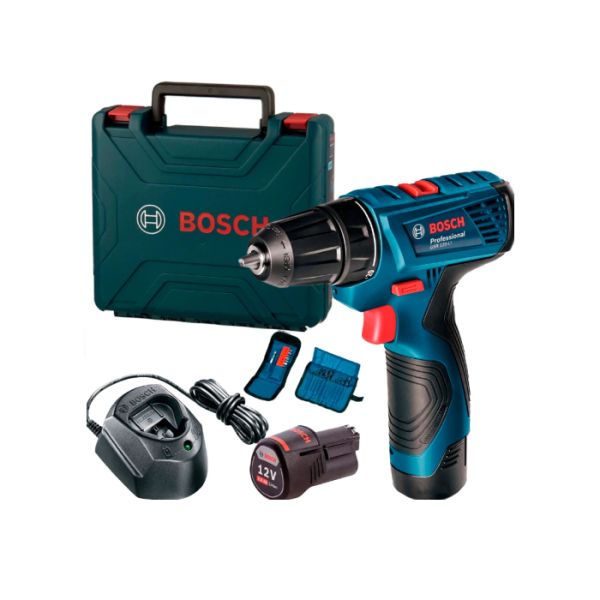 Акумуляторний дриль-шурупокрут Bosch Professional GSR 120-LI в чемодані з 2 акб GBA 12V 2 Ah, з/п GAL 1210 CV, набором 10 біт та набором 12 свердел (06019G8002)