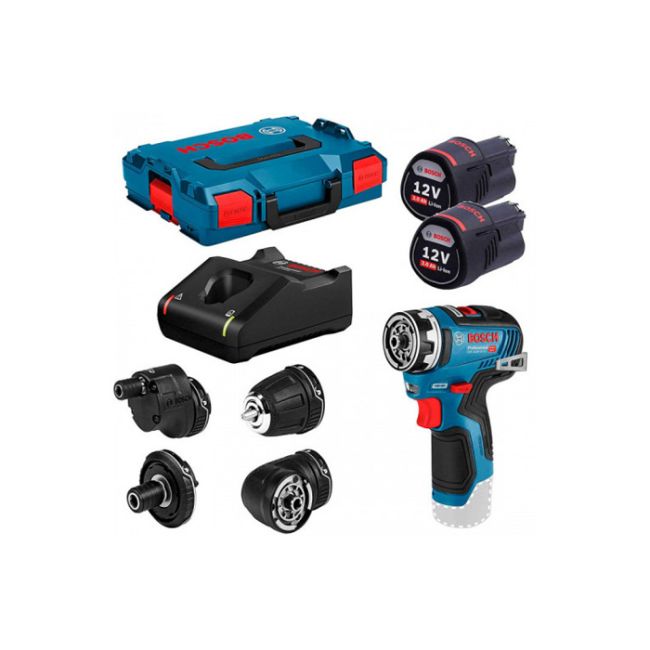 Безщітковий акумуляторний шурупокрут Bosch Professional GSR 12V-35 FC із 4 адаптерами в L-Boxx 102 із 2 акб GBA 12V 3.0Ah та з/п GAL 12V-40 (06019H3000)