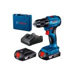 Безщітковий акумуляторний дриль-шурупокрут Bosch GSR 185-LI Professional із 2 акб GBA 18V 2.0Ah і з/п GAL 18V-20 у кейсі (06019K3000)
