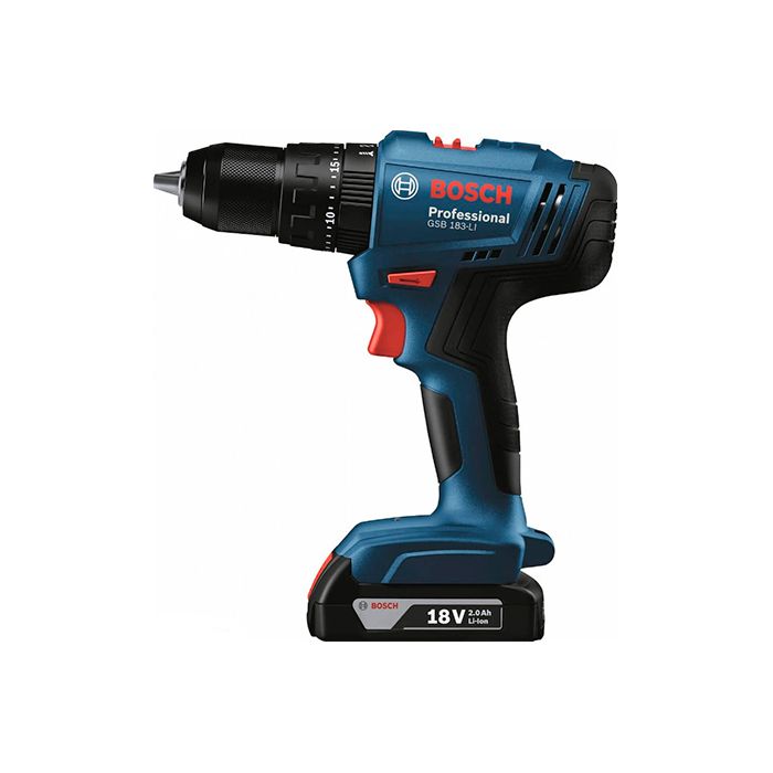 Акумуляторний ударний дриль-шурупокрут Bosch Professional GSB 183-LI з 2 акб GBA 18V 2 Ah і з/п GAL 18V-20 в кейсі (06019K9100)