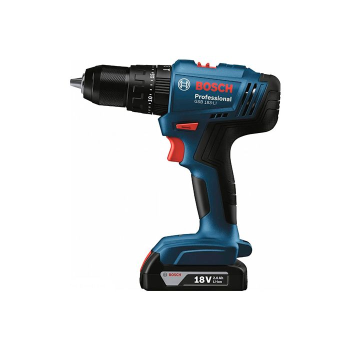 Акумуляторний ударний дриль-шурупокрут Bosch Professional GSB 183-LI з акб GBA 18V 2 Ah і з/п GAL 18V-20 в кейсі (06019K9101)