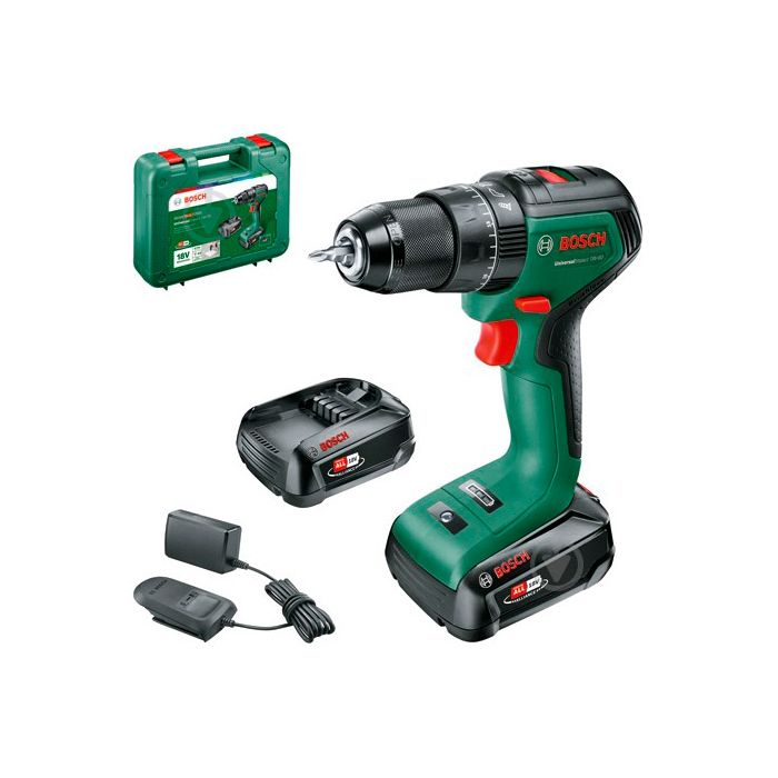 Акумуляторний ударний дриль-шурупокрут Bosch Universal Impact 18 V-60 із 2 акб 2 Ah, з/п AL 18 V-20 (06039D7102)