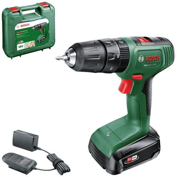 Акумуляторний ударний дриль-шурупокрут Bosch EasyImpact 18V-40 з 1 акб 2 Ah, з/у AL 18 V-20 (06039D8107)