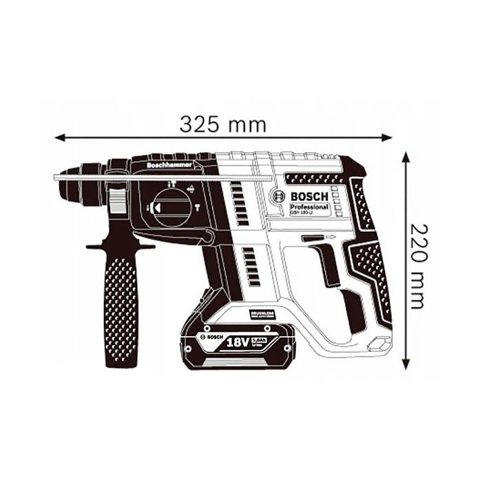 Акумуляторний перфоратор Bosch Professional GBH 180-Li з акб GBA 18V 4.0Ah, з/п GAL 18V-40 і набором свердл SDS-Plus 5 шт (0615990M9C)