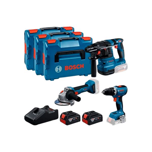 Комбо-набір Bosch GSR 18V-65 + GBH 18V-22 + GWS 18V-8, 2x GBA 5.0Ah, GAL 18V-40, 3x L-BOXX (0615A5009G)