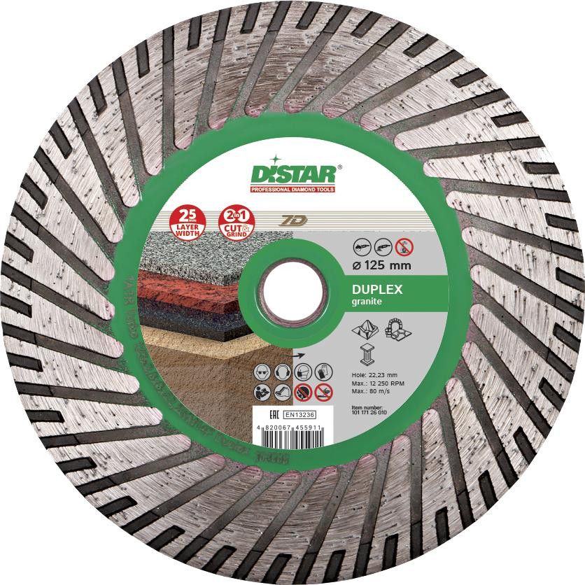 Диск алмазный по граниту Distar Turbo Duplex 125x22.2/M14Fx2,8 мм (10117126010)