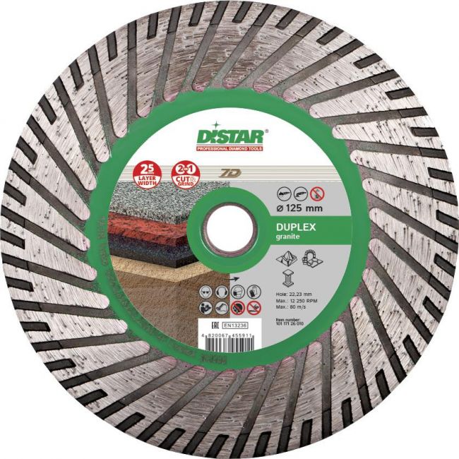 Диск алмазный по граниту Distar Turbo Duplex 125x22.2/M14Fx2,8 мм (10117126010)
