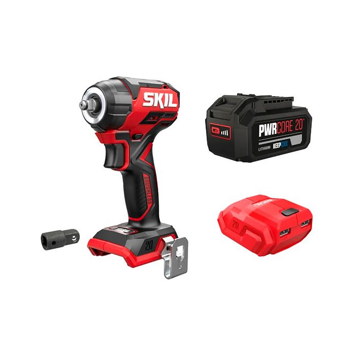 Гайковерт акумуляторний безщітковий ударний, SKIL 3265 CA Compact + акумулятор 5 Ah + USB адаптер SD1E3265CA+BR1E3105AA+VA1E3162CA промо-комплект (11071900104)
