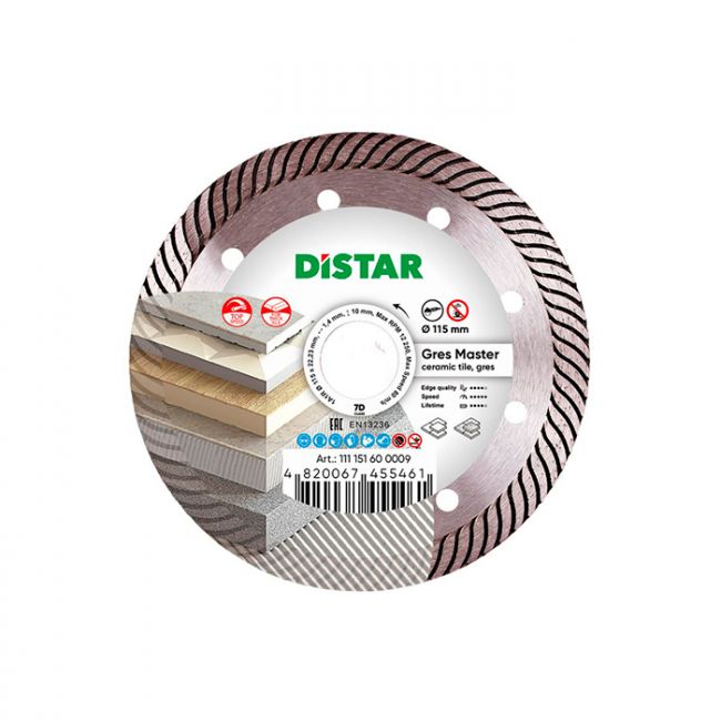 Диск алмазный по керамограниту Distar 1A1R Gres Master 115x22.2x1.4 мм (11115160009)