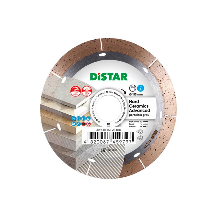 Круг алмазный 115 мм Distar 1A1R Hard ceramics Advanced сплошной (11115528010)