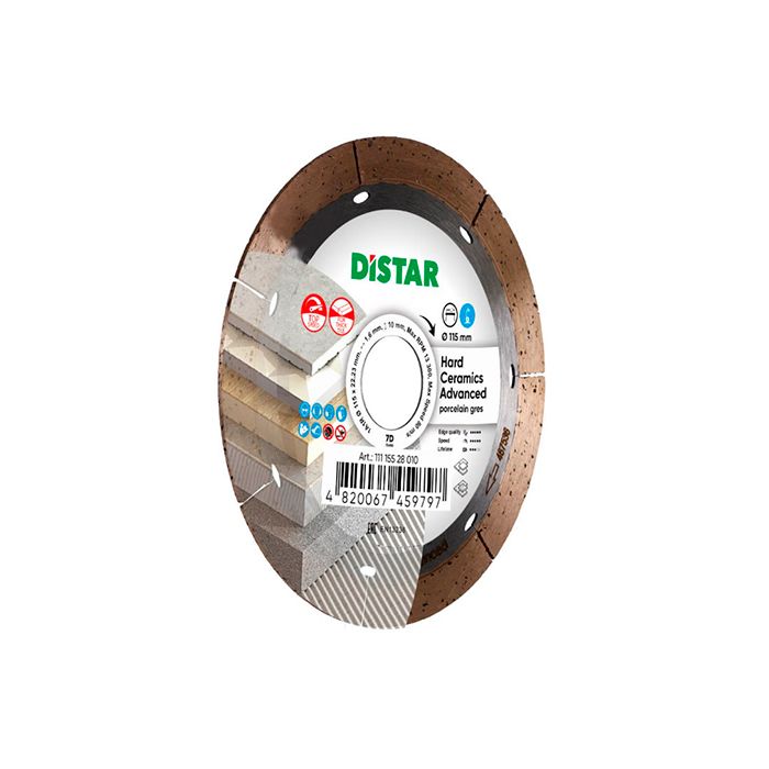 Круг алмазный 115 мм Distar 1A1R Hard ceramics Advanced сплошной (11115528010)
