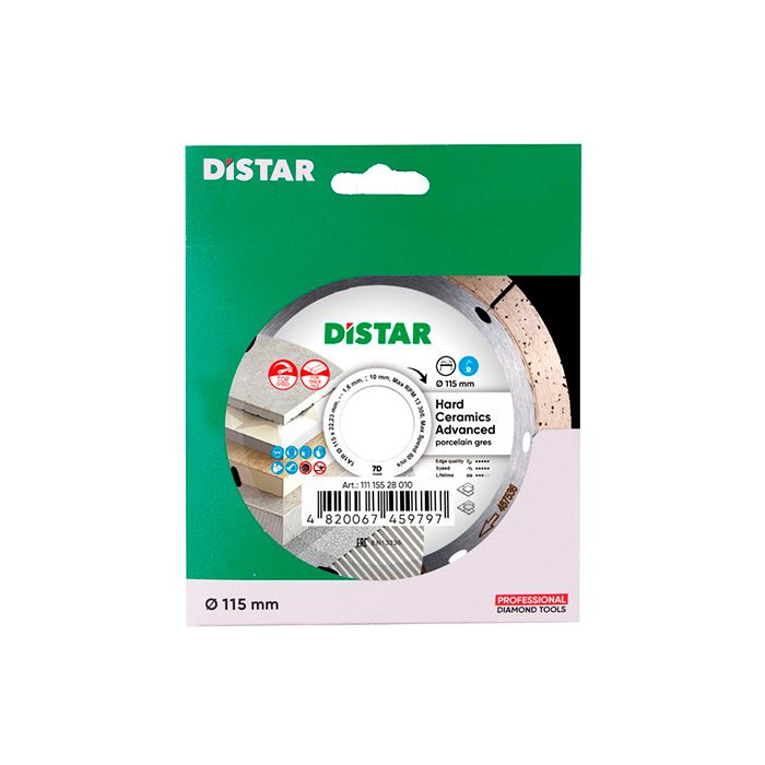Круг алмазный 115 мм Distar 1A1R Hard ceramics Advanced сплошной (11115528010)