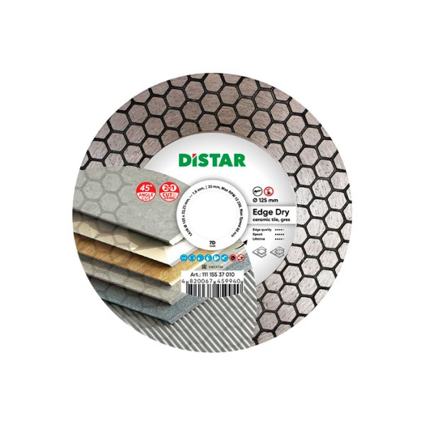 Диск алмазный по керамике Distar 1A1R EDGE DRY 125x1,6x25x22,23 мм (11115537010)