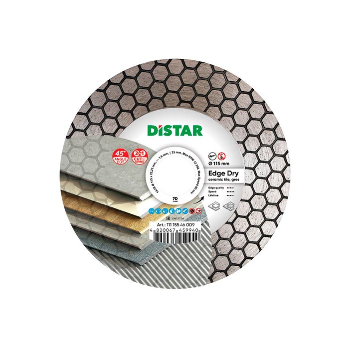 Диск алмазный по керамике Distar 1A1R EDGE DRY 115x1,6x25x22,23 мм (11115546009)