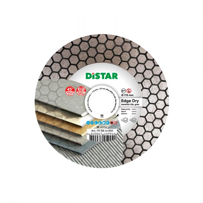 Диск алмазный по керамике Distar 1A1R EDGE DRY 115x1,6x25x22,23 мм (11115546009)