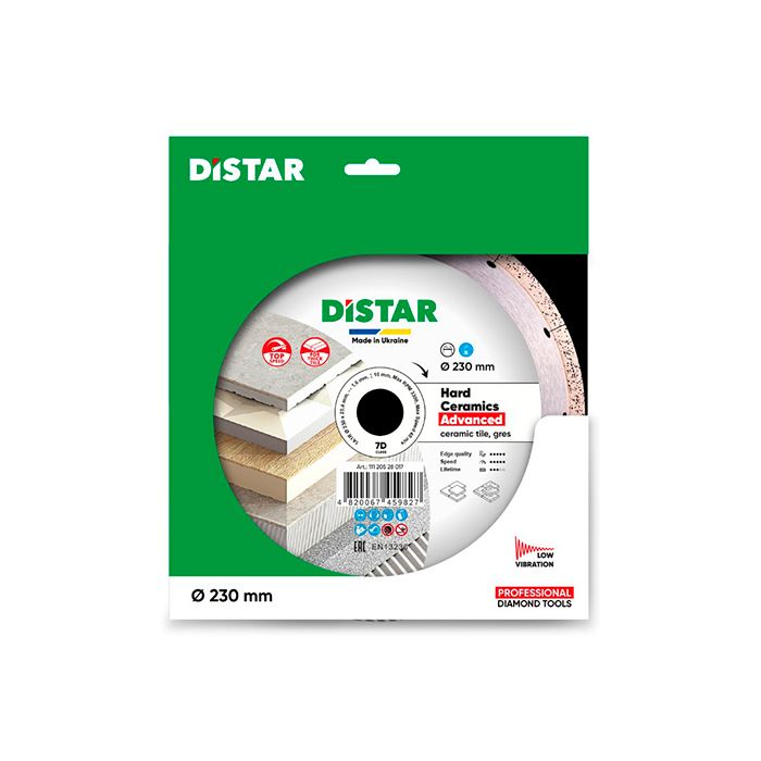 Диск алмазный по керамограниту Distar 1A1R Hard ceramics Advanced 230x25.4x1.6 мм (11120528017)