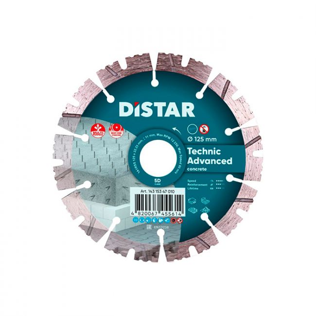 Диск алмазный по бетону Distar 1A1RSS/C3 Technic Advanced 125x22.2x2.2 мм (14315347010)