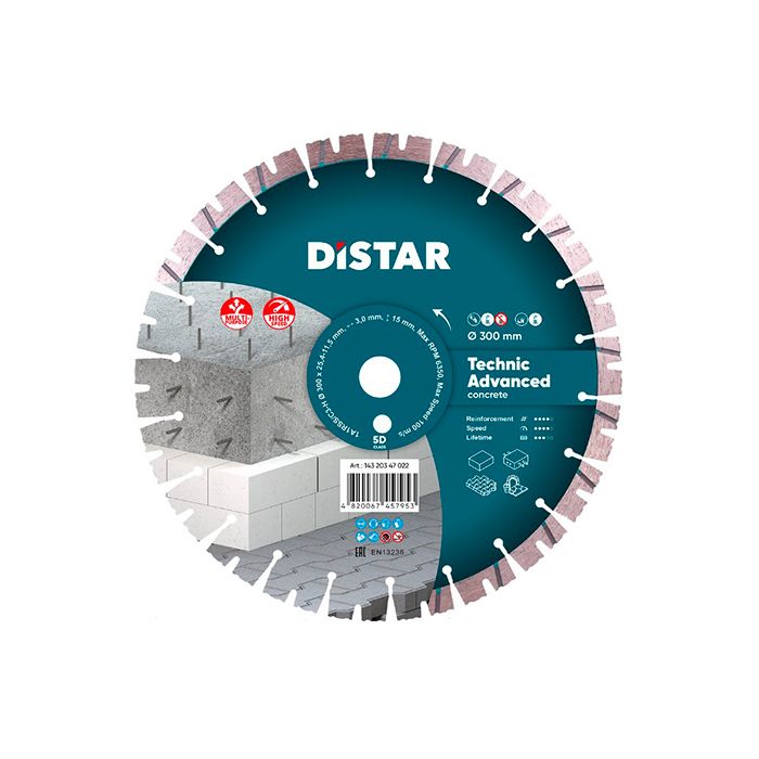 Диск алмазный по бетону Distar 1A1RSS/C3 Technic Advanced 300x25.4x3 мм (14320347022)
