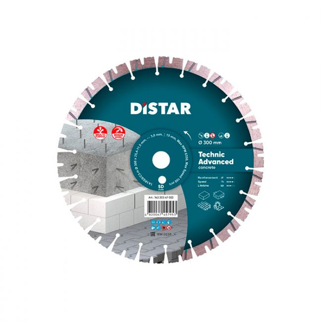 Диск алмазный по бетону Distar 1A1RSS/C3 Technic Advanced 300x25.4x3 мм (14320347022)