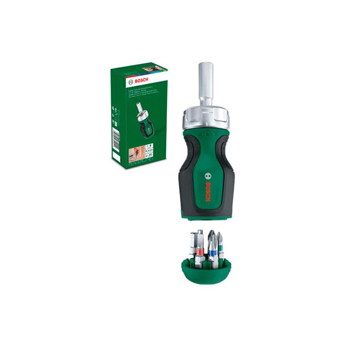 Коротка викрутка BOSCH з храповиком з 6-ма насадками (1600A027PK)