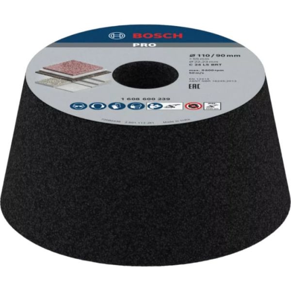 Конічний шліфувальний круг Bosch PRO Stone 110х55х22.23 мм, G24 (1608600239)