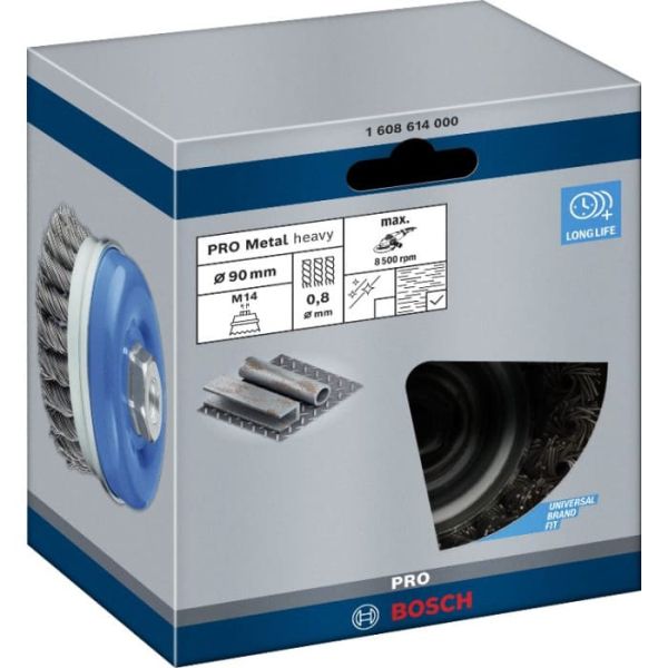 Щітка чашкова Bosch Heavy for Metal М14 0.8х90 мм пучки сталь (1608614000)