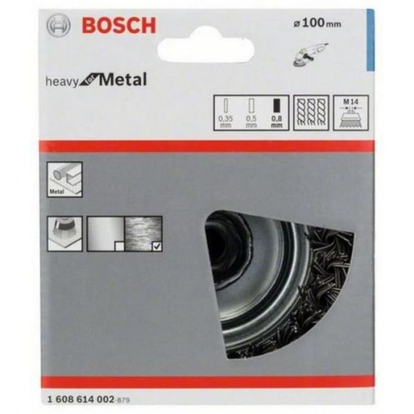 Щітка чашкова Bosch Heavy for Metal М14 0.8х100 мм пучки сталь (1608614002)