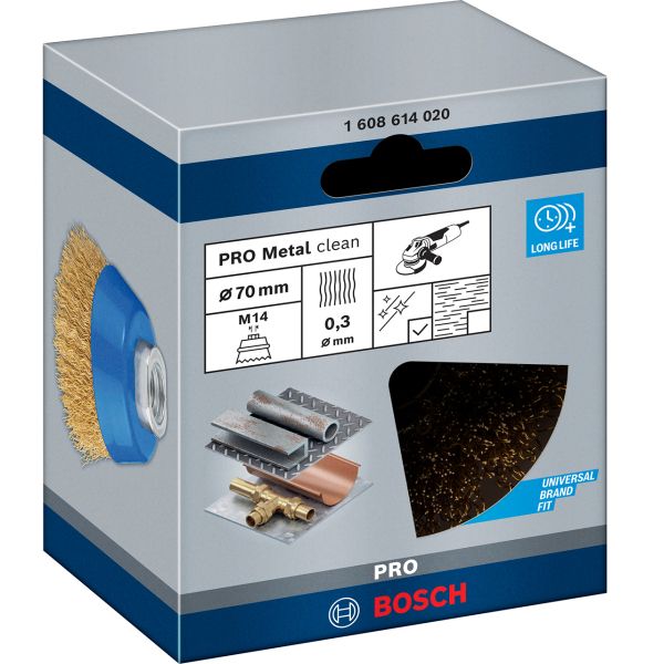 Щітка чашкова Bosch латунь 70 мм, 0,3 мм, M14 (1608614020)