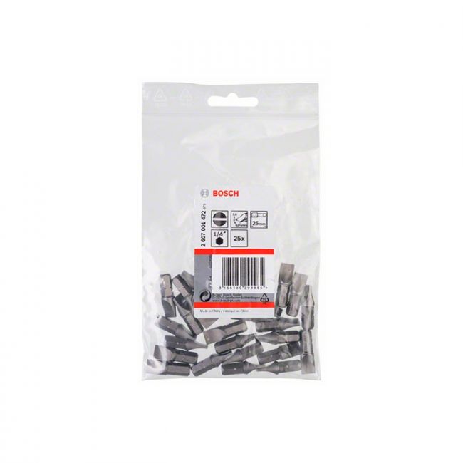 Бита Bosch Extra Hard SL1,6x8x25 мм (25 шт.) (2607001472)