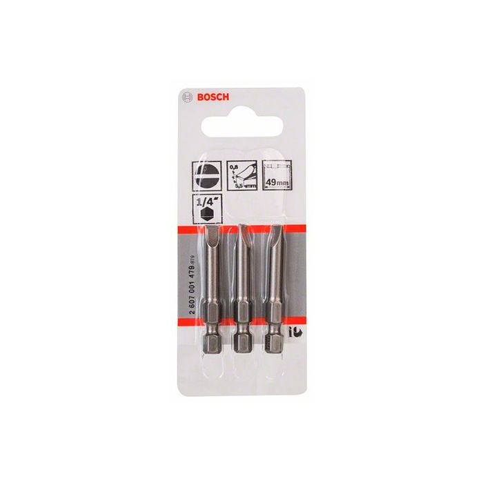 Бита Bosch Extra Hard SL0.8x49 мм (3 шт.) (2607001479)