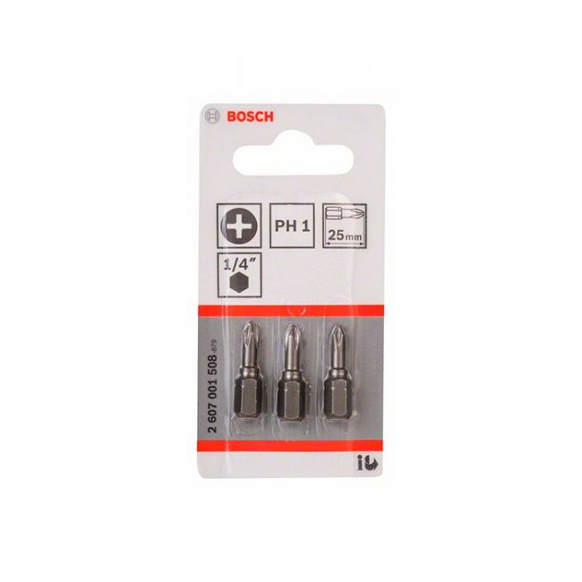Бита Bosch Extra Hard PH1x25 мм (3 шт.) (2607001508)