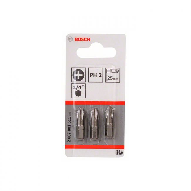 Бита Bosch PH2 25 мм, XH (3 шт.) (2607001511)