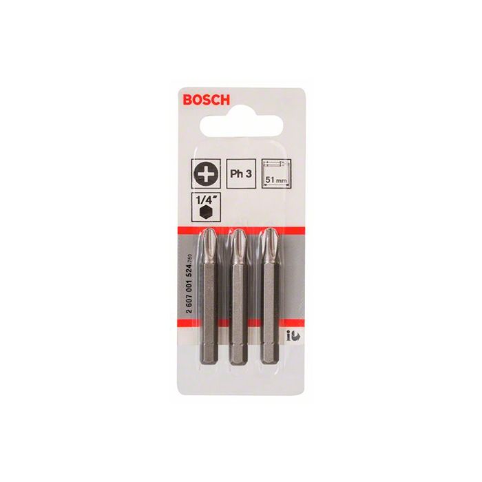 Бита Bosch Extra Hard PH3 51 мм (3 шт.) (2607001524)