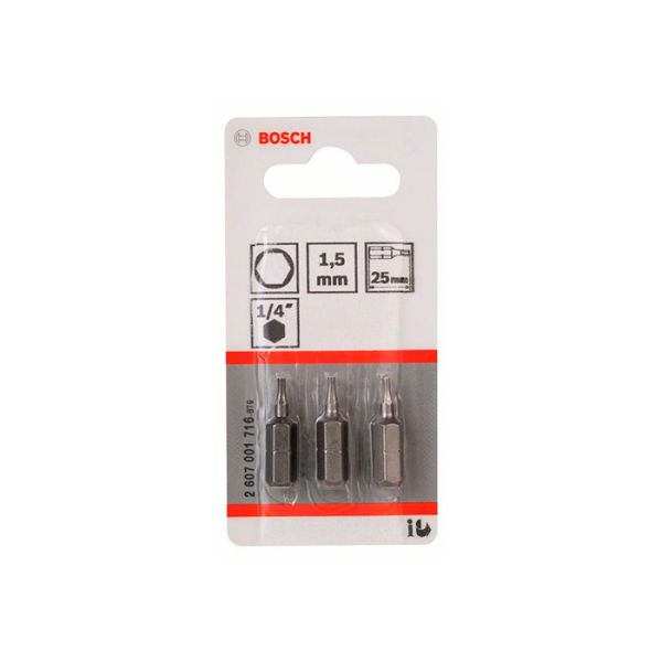 Бита Bosch Extra Hard HEX1.5x25 мм (3 шт.) (2607001716)