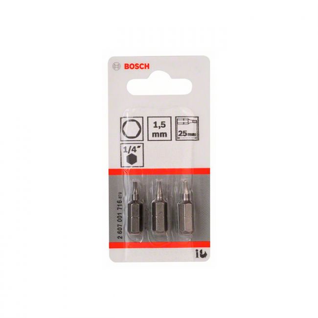 Бита Bosch Extra Hard HEX1.5x25 мм (3 шт.) (2607001716)