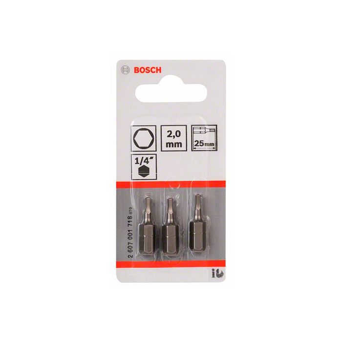 Бита Bosch Extra Hard HEX2x25 мм (3 шт.) (2607001718)