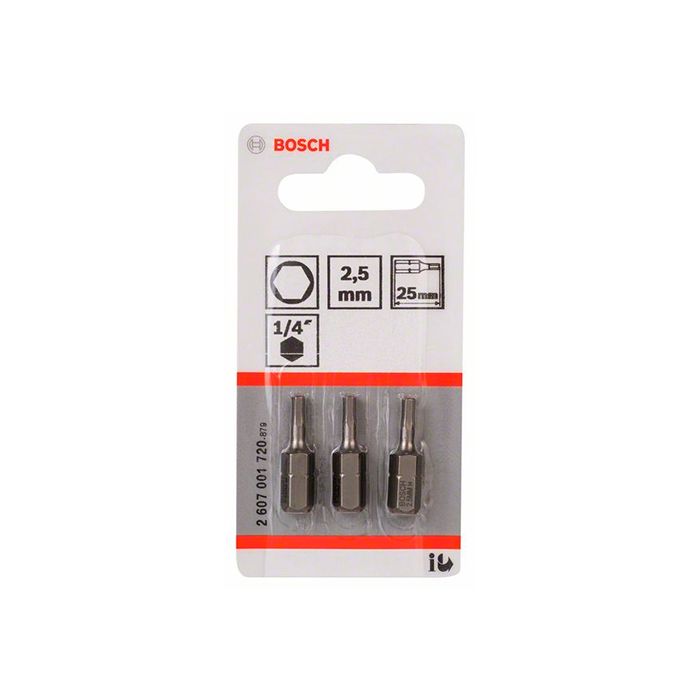 Бита Bosch Extra Hard HEX2.5x25 мм (3 шт.) (2607001720)