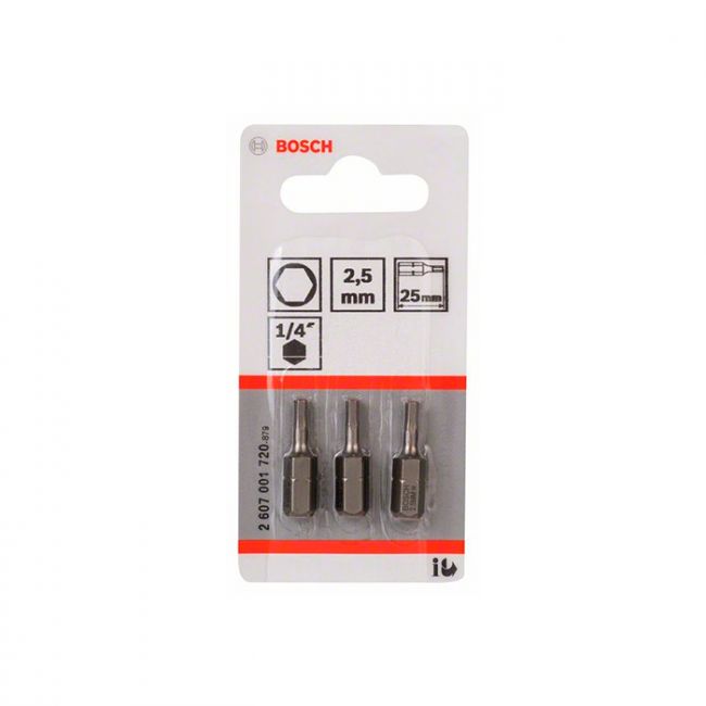 Бита Bosch Extra Hard HEX2.5x25 мм (3 шт.) (2607001720)
