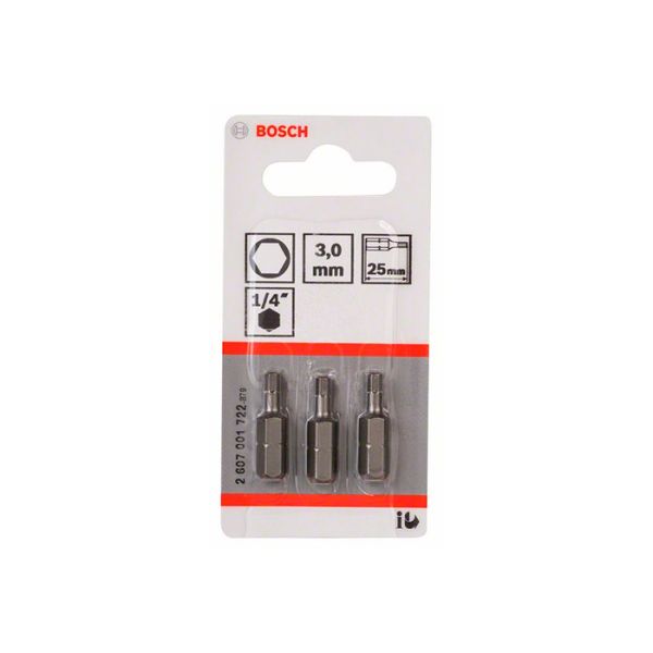 Бита Bosch Extra Hard HEX3x25 мм (3 шт.) (2607001722)