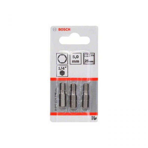 Бита Bosch Extra Hard HEX5x25 мм (3 шт.) (2607001726)