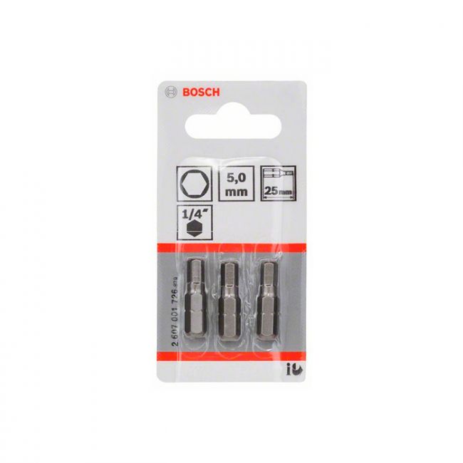 Бита Bosch Extra Hard HEX5x25 мм (3 шт.) (2607001726)