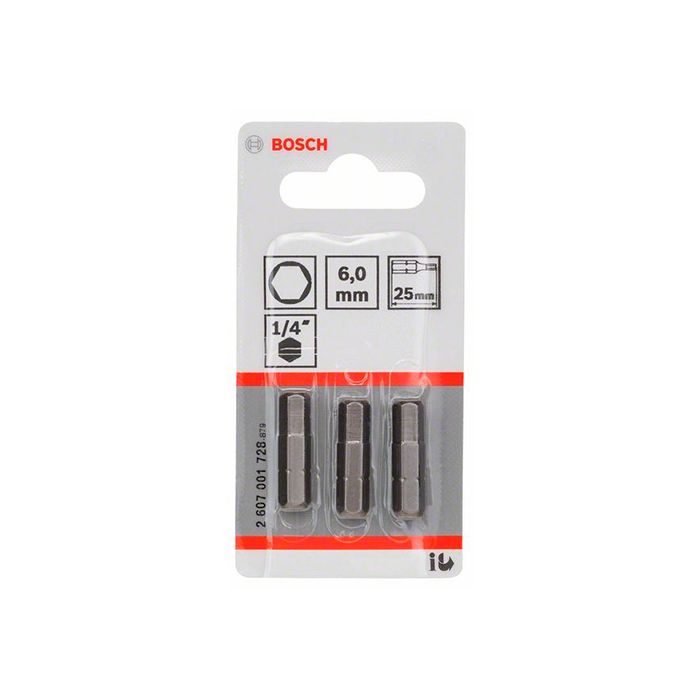 Бита Bosch Extra Hard HEX6x25 мм (3 шт.) (2607001728)