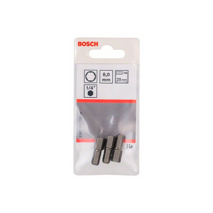 Бита Bosch Extra Hard HEX8x25 мм (3 шт.) (2607001730)