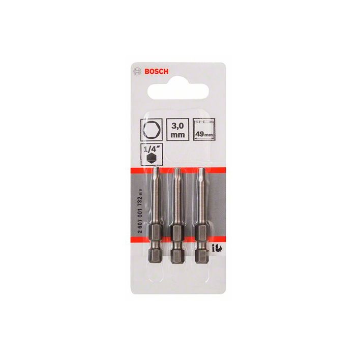 Бита Bosch Extra Hard HEX3x49 мм (3 шт.) (2607001732)